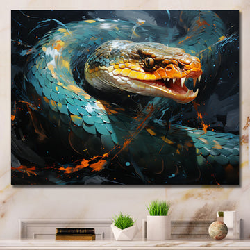 Emerald Snake Intertwining - Teal Snake Wall Art
